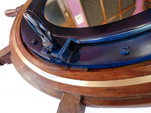 Nagina-International-Heavy-Nautical-36-Ship-Wheel-with-Brass-Ring-Blue-Porthole-Mirror-Pirate-Decor 51d9 6O6u3L