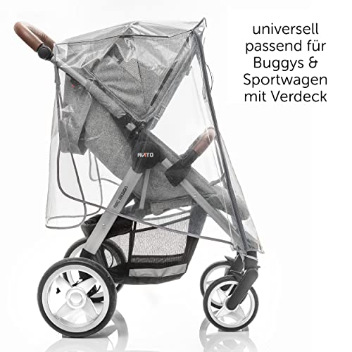Zamboo Universal Regenschutz Buggy mit vollständiger Frontöffnung - Regenverdeck Kinderwagen & Sportwagen mit Fenster und Doppel Reißverschluss zum Öffnen - transparent, schadstofffrei
