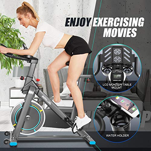 Heimtrainers Fahrrad, Indoor Fitnessbike Mit APP Herzfrequenzmonitor & LCD Monitor, Bequeme Sitzkissen, Schwere… – Bild 4