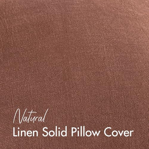 Image of 24x24 Inch Set of 2 Rust Red Decorative Linen Euro Solid Throw Pillow Covers Fall Boho Accent Farmhouse Couch Pillows Modern Neutral Home Decor for Bed Sofa Livingroom