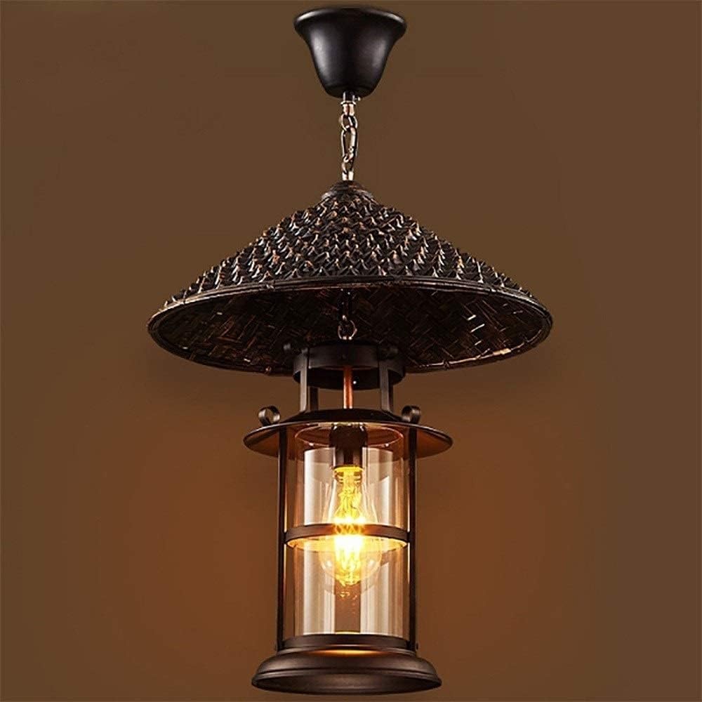 Bloohk One Color Vintage Kerosene Pendant Light, Rustic Glass Lantern Chandelier, Industrial Wrought Iron 1-Light Hanging Lamp For Restaurant, Cabin, Bar & Kitchen
