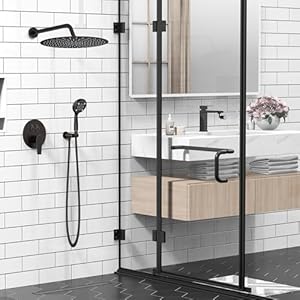 Sr sun rise shower system 10 inch multifunction shower faucet set 6 setting high pressure handheld rain shower head kits valve included push button diverter stainless steel oil rubbed bronze  urban country home decor