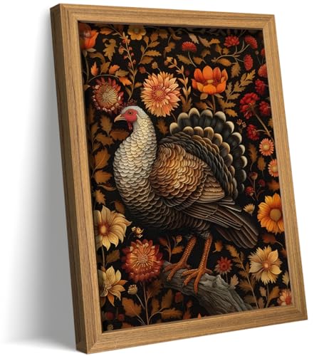 Framed Vintage Turkey 3D Textures Wall Art – Fall Floral