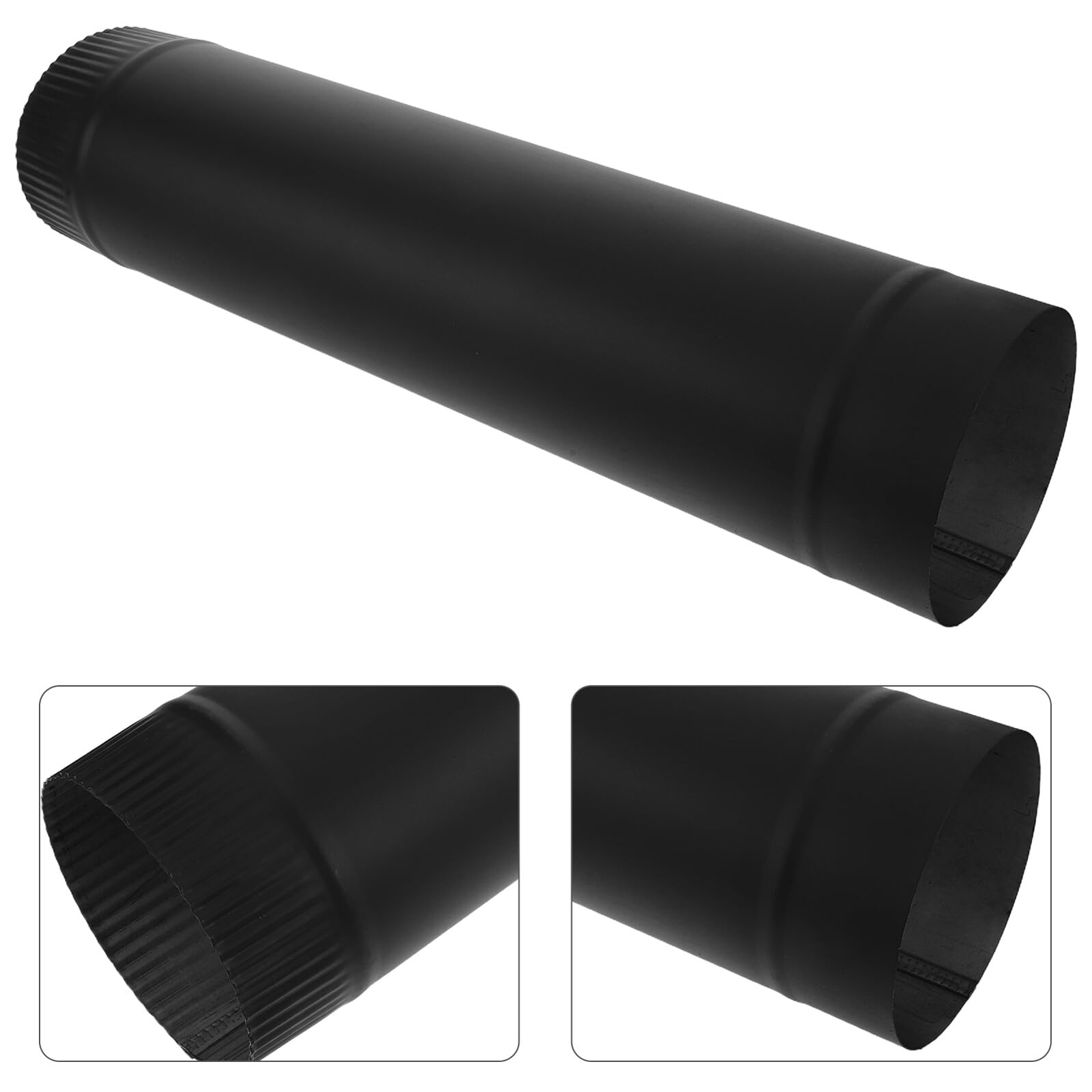 Tubo Fumi in Acciaio Inox Resistente al Calore per Stufa | 125mm, Giunto a Tenuta, Nero, Accessori per Sfiato Stufa Portatile, Uso Domestico