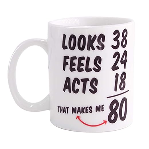 Funny 1943 80th Birthday Ideas Mug for Men and Women Novelty Ceramic Coffee Mugs Christmas Unique Idea for Him, Her, Husband or Wife - 80 Year Old Mugs for Mom, Dad Tea Cups