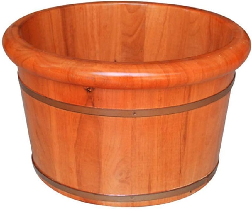 FHISD Wooden Footbath Bucket,Pedicure Basin Oak (25Cm Height) Foot Bath Barrel Thick Natural Edge Oak Foam Foot Pub Foot Care Pedicure Fumigation Barrel