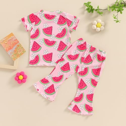Image of Ayalinggo Baby Girl Summer Outfits Short Sleeve Lettuce Trim Floral Tops + Shorts Set Infant Clothes