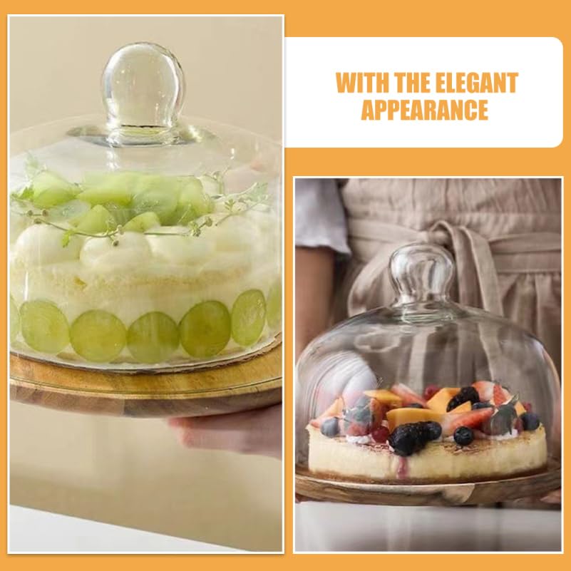 Amosfun Kuchenform Klare Tortenabdeckung Vorspeisenteller Hohe Kuchenkuppel Butterblockabdeckung Käseschmelzkuppel Cupcake-Display-tablett Käseglocke Kuppel Tortenständer Deckel Glas