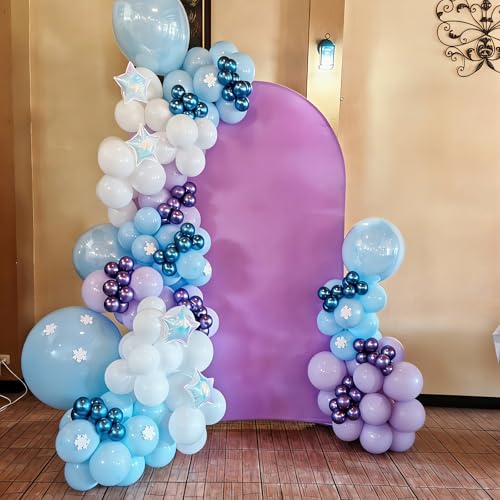 Image of Lukiituke Light Purple Balloons,57Pcs Blue and Silver Balloons, 12in Purple Balloons for Winter Theme, Ice Snow, Birthday, Baby Shower, Wedding Decorations