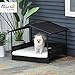 PawHut Rattan Hundeliege Outdoor mit Dach, Erhöhtes Hundebett für kleine und mittelgroße Hunde, Kühlendes Haustierliege mit Metallrahmen, Kissen für Draußen, 69 x 98 x 70 cm, Kaffee-Braun