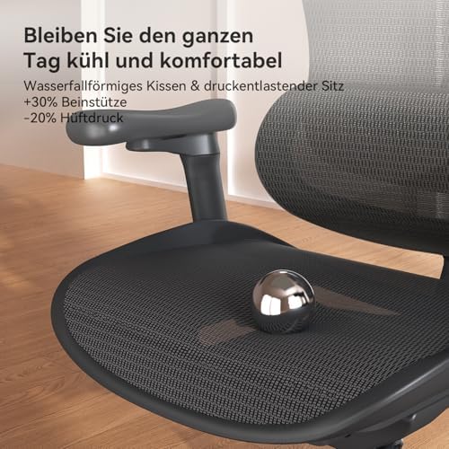 11. Bild von SIHOO Doro C300 Ergonomischer Bürostuhl mit ultraweichen 3D-Armlehnen, dynamischer Lordosenstütze für den Homeoffice-Stuhl, Verstellbarer Rückenlehne (Schwarz)