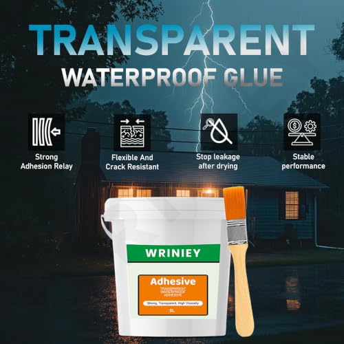 Image of Transparent Waterproof Resin Epoxy Crack Seal Glue 5L /5KG with Brush for Roof Leakage Crack Seal Agent Roof Water Leakage Solution Water Proof Glue for Waterproofing