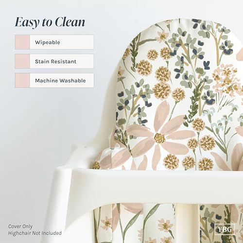 Image of Yeah Baby Goods Wipeable Cushion Cover (Daisy Dreams) - Compatible with The IKEA Antilop Highchair - Soft, Waterproof Baby High Chair Cover