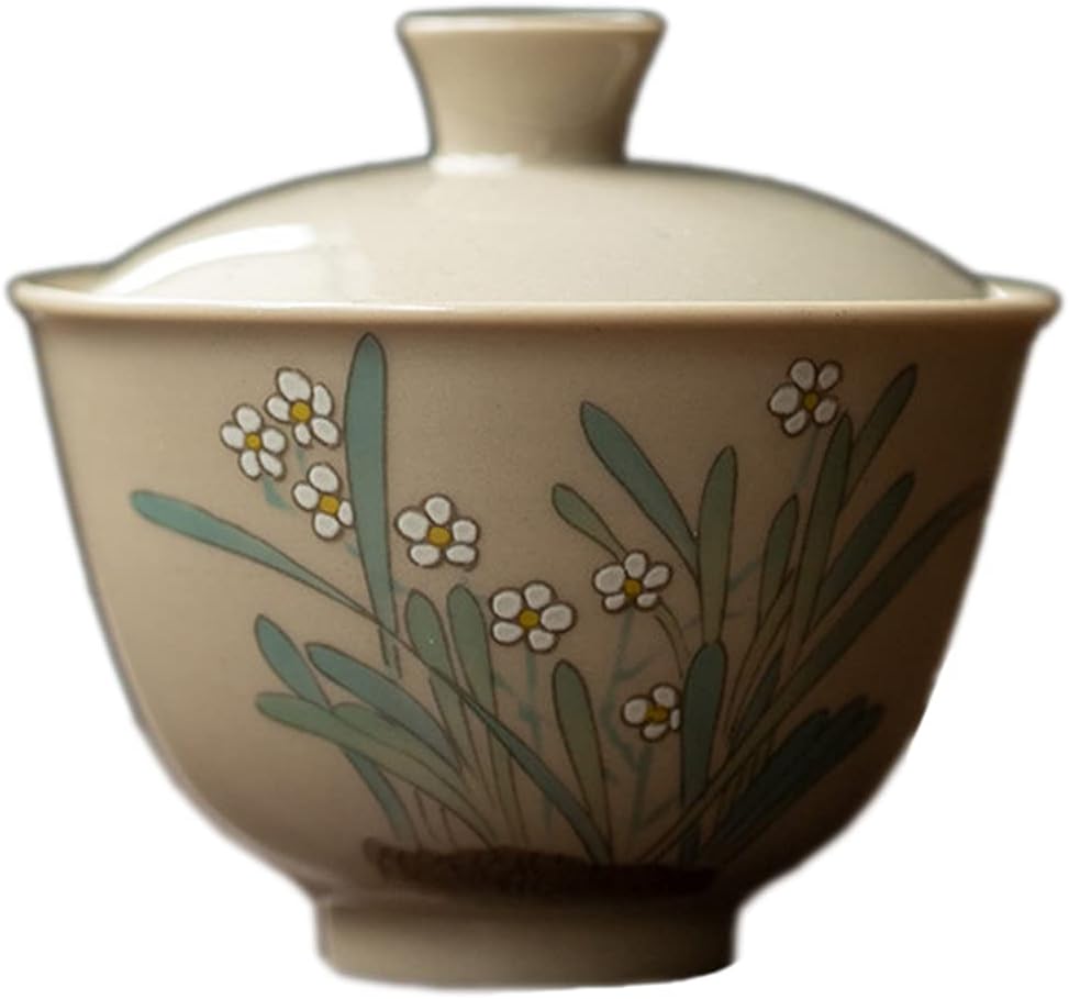 85ml Kung Fu Gaiwan Ceramic Hand Painted Flower Pattern Tureen Tea Cup Bowl Tea Ceremony