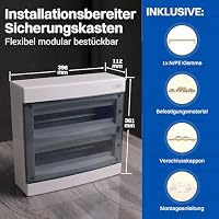 Intratec Sicherungskasten Aufputz 2 reihig – IP40 Verteilerkasten Aufputz Gehäuse für 36 Module mit weißer Tür für einfache Installation Zuhause & Gewerbe – 361 x 396 x 112 mm – Ansicht 3