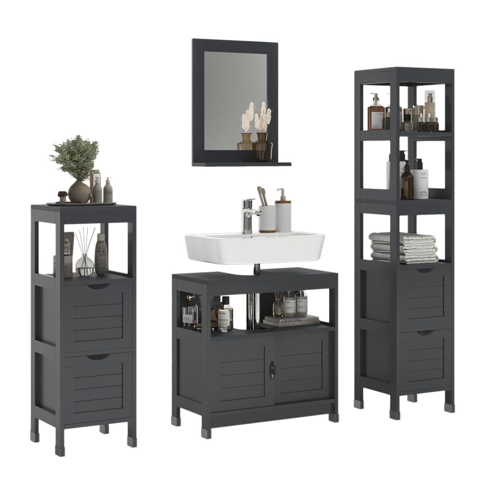 Vicco Set di mobili da bagno Vilda, Grigio 60 cm