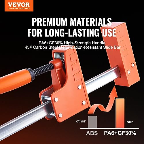 Image of VEVOR Bar Clamps for Woodworking, 2-Pack 50 inch Parallel Clamp Set, F Clamp with 1100 lbs Load Limit, Even Pressure, High-strength Plastic and Carbon Steel, Wood clamps for Woodworking Metal Working
