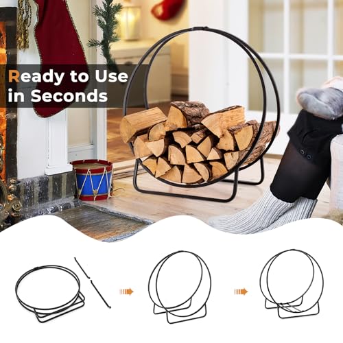 COSTWAY Firewood Rack, Round Tubular Steel Log Hoop Baskets, Heavy Duty Firewood Storage Log Holder for Indoor Outdoor Patio Lawn Garden, Holds Up to 230Kg, 60 x 36 x 62cm COSTWAY Firewood Rack, Round Tubular Steel Log Hoop Baskets, Heavy Duty Firewood Storage Log Holder for Indoor Outdoor Patio Lawn Garden, Holds Up to 230Kg, 60 x 36 x 62cm