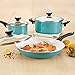 Farberware 17494 Ceramic Nonstick Cookware Set / Pots and Pans Set - 12 Piece, Blue Aqua