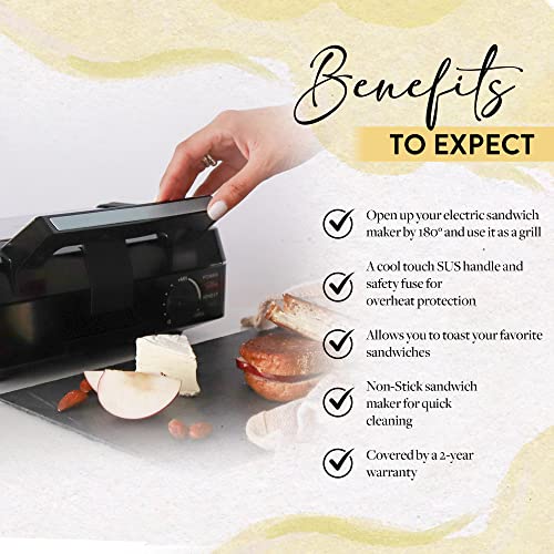 Domaya - Sandwich Maker 3 In 1, Panini Grill And Waffle Maker With Removable Plates And Temperature Control, Non-Stick, Easy-To-Clean Sandwich Toaster Press For Paninis, Grilled Cheese, And More #TOP5