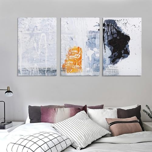 Tableau salon moderne noir blanc orange 50x75 cm pour embellir votre chambre - 5