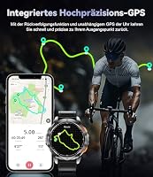 LIGE GPS Smartwatch Herren, Barometerdruck/Höhenmesser/Kompass, 1,43" AMOLED Smart Watch mit LED Taschenlampe/170 Sportmodi/5ATM/Bluetooth Anrufe/Gesundheitsmonitor für Android iOS,DM1-K – Ansicht 2