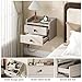 Floating Nightstand Set of 2 with 2 Storage Drawers and Charging Station Wood Wall Mounted Bedside End Table Modern Night Stands Set 2 for Bedroom,Small Space,Grey Black