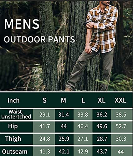 Noukow Men's Stretch Cargo Pants, Water Resistant Lightweight Outdoor Hiking Work Pant Relaxed Fit Dark Khaki #TOP6