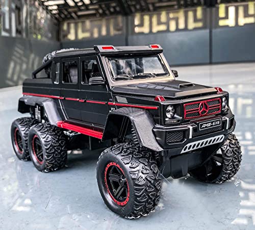 Image of 6 Wheel Drive Metal Car Pull Back with Open Doors, Engine Cover, Tail with Front and Rear Light & Music Great Gift for Boys and Girls Above-Multicolor(Mercedes G63)