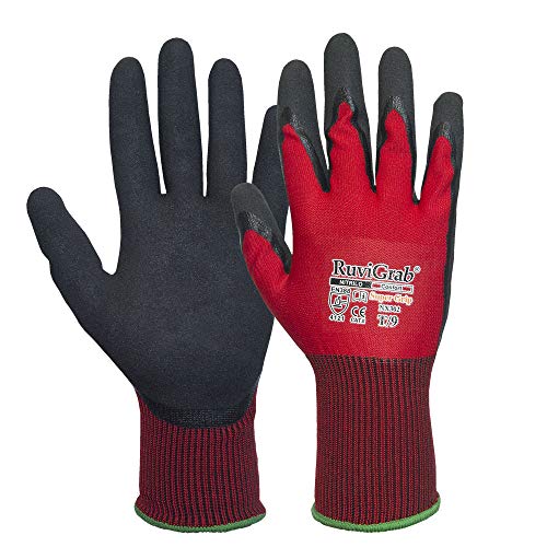 Ruvigrab Nylon Support Glove, Nitrile Coated Sandy Finish