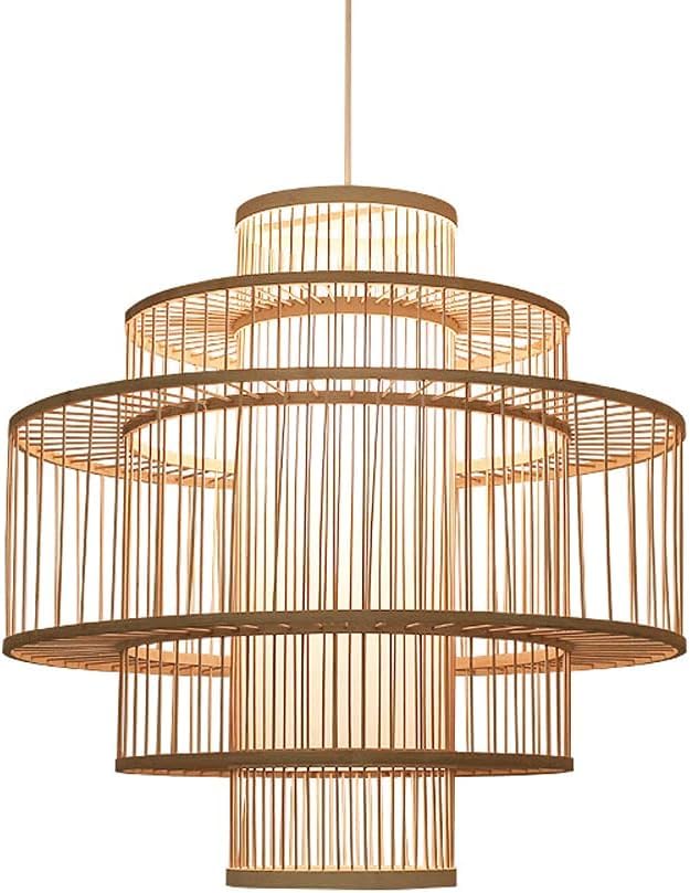 Lampes suspendues en osier rétro : lustre lanterne tissé main pour entrée et escalier