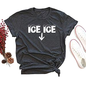Ice Ice Baby Maternity T-Shirt Women Pregnancy Announcement Shirt Funny Letter Print Pregnant Mom Tee Tops (Gray, XL)