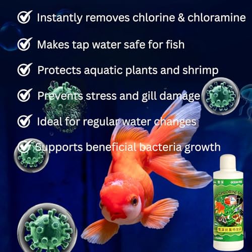 Image of Ocean Free 240Ml Anti-Chlorine Aquarium Water Conditioner - Instantly Removes Chlorine & Chloramine | Safe for Fish, Shrimp & Plants | Freshwater & Saltwater Use