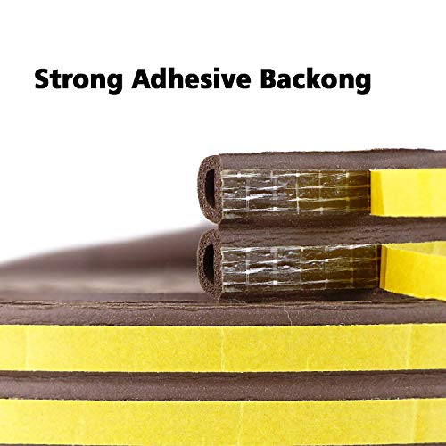 Image of FRONTED Door Weather Strip Draught Excluder for Doors Self Adhesive Foam Draft Excluder for Windows Door Insulation Strip Weather Stripping Door Seal Strip, Epdm, Foam, Rubber (Brown)