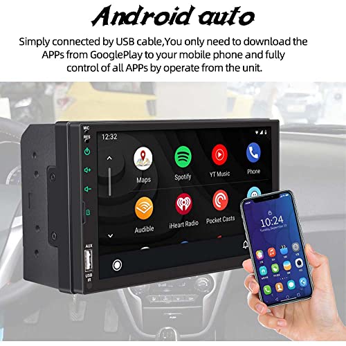 Bluetooth Car Stereo Double Din Compatible with Wireless Apple CarPlay and Android Auto 7 Inch Touchscreen Car Audio Receiver Car Radio with FM, USB/TF/AUX Port, Mirror Link for iOS/Android - Thumbnail 5