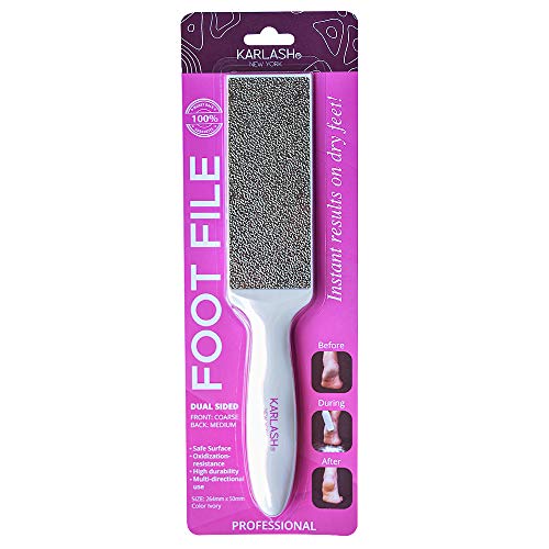 Karlash 2-Sided Hypoallergenic Nickel Foot File for Callus Trimming and Callus Removal, White