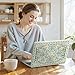 iLeadon Compatible with MacBook Air 13.3 inch Case 2022, 2021-2018 Release A2337 M1 A2179 A1932, Plastic Hard Shell&Keyboard Cover&Screen Film for MacBook Air 13 inch Case, Green Floral