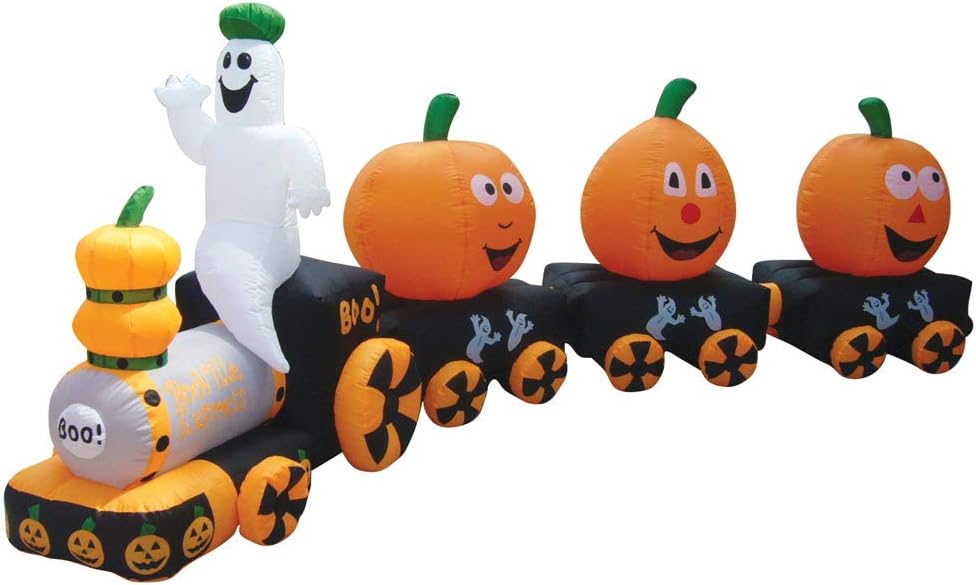 Air Blown Inflatable 14' Halloween Pumpkin Train Yard Decoration