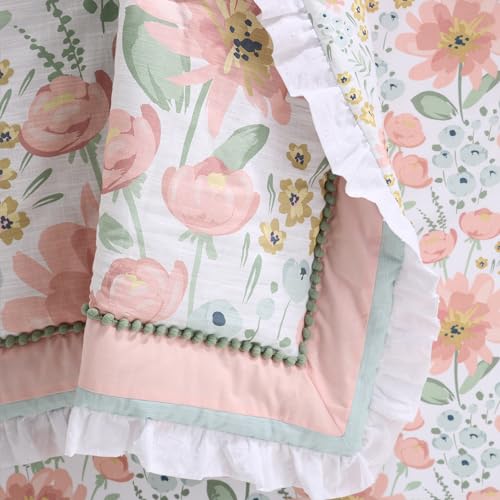 The Peanutshell 1963BS4 Floral Crib Bedding Set For Baby Girls, 4Pc Organic Cotton Crib Comforter Set thumb #6