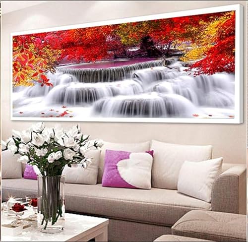 Broderie diamant strass sans plis grand format 90x270cm paysage automne kit complet M-763