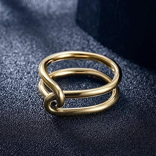 Jinbaoying Gold Rings for Women Girl Statement Fashion Rings Gold Plated Stainless Steel Engagement Promise Knot Love Rings (Gold, 9) - Image 4
