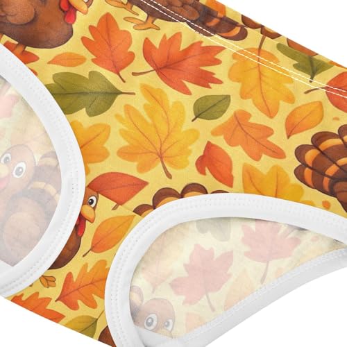 Joisal Cute Turkeys Autumn Leaves Orange Toddler Underwear Floral 2t Cotton Girl Panties Cute Fun Underpants Briefs4