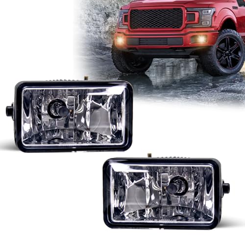 SPIEGEER Fog Lights for 2015 2016 2017 2018 2019 2020 Ford F150 Bumper Lights Assembly Replacement Kit for 2017 2018 Super Duty with H10 12V 42W Halogen Bulbs (Clear Lens)