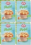 RUF Apfel-Muffins Backmischung, fruchtige American Style Muffins mit leckerer Zimtnote, einfache Zubereitung, 12 Muffin-Förmchen inklusive (Packung mit 4)
