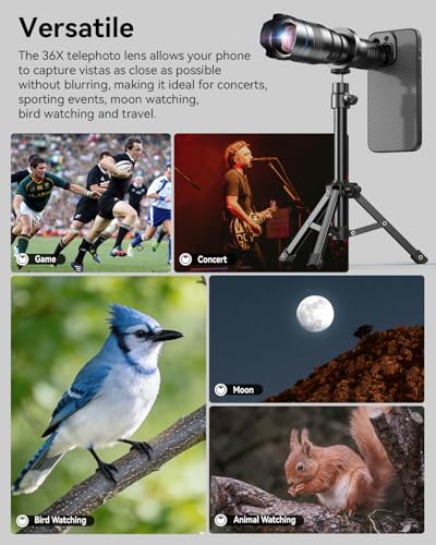 Objectif 36x pour iPhone 16 Pro Max APEXEL téléobjectif avec coque et support de trépied - 2
