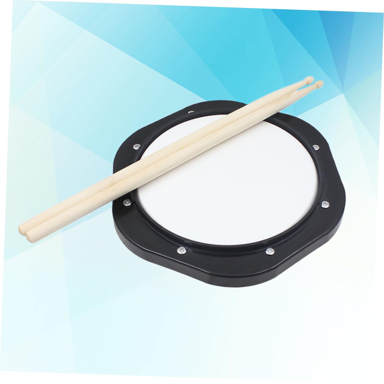 Pad da Allenamento Batteria 10 Pollici Tamburo Nero | Set 2 Bacchette e Borsa Portaoggetti Nera, Plastico, Lavorazione Tradizionale