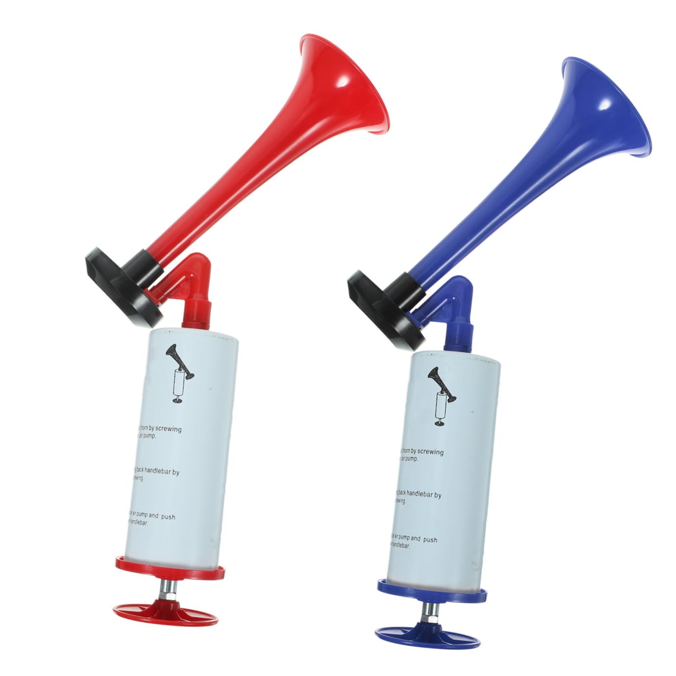 ORFOFE 2 Stück Handliches Air Horn Fan horn für Fußballfans Lautes Hand push Tröte Rote und Blaue Fanfare für Sportveranstaltungen Partys Jubel und Feierlichkeiten