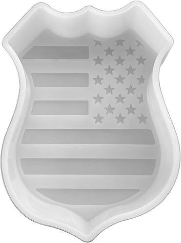 Placa de policía con molde de silicona Freshie de bandera estadounidense, tamaño 3.5 pulgadas de ancho x 4.8 pulgadas de largo x 1 pulgada de