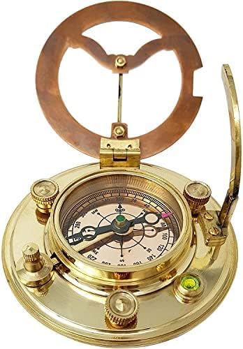 Antique Brass & Copper Sundial Compass, Sundial Clock with Free Leather Case, Nautical Marine Boat Gift, Sun Clock Pirate Ship Replica-image-13