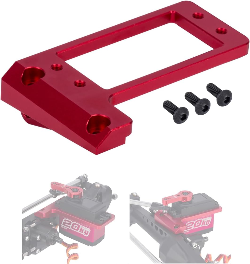 1/10 RC Servo Mount, Aluminum Front Axle BAT Servo Mount Low Center of Gravity for 1/10 RC Crawler Car VP Capra F9 DIY LCG Chassis Upgrade Parts(Red)